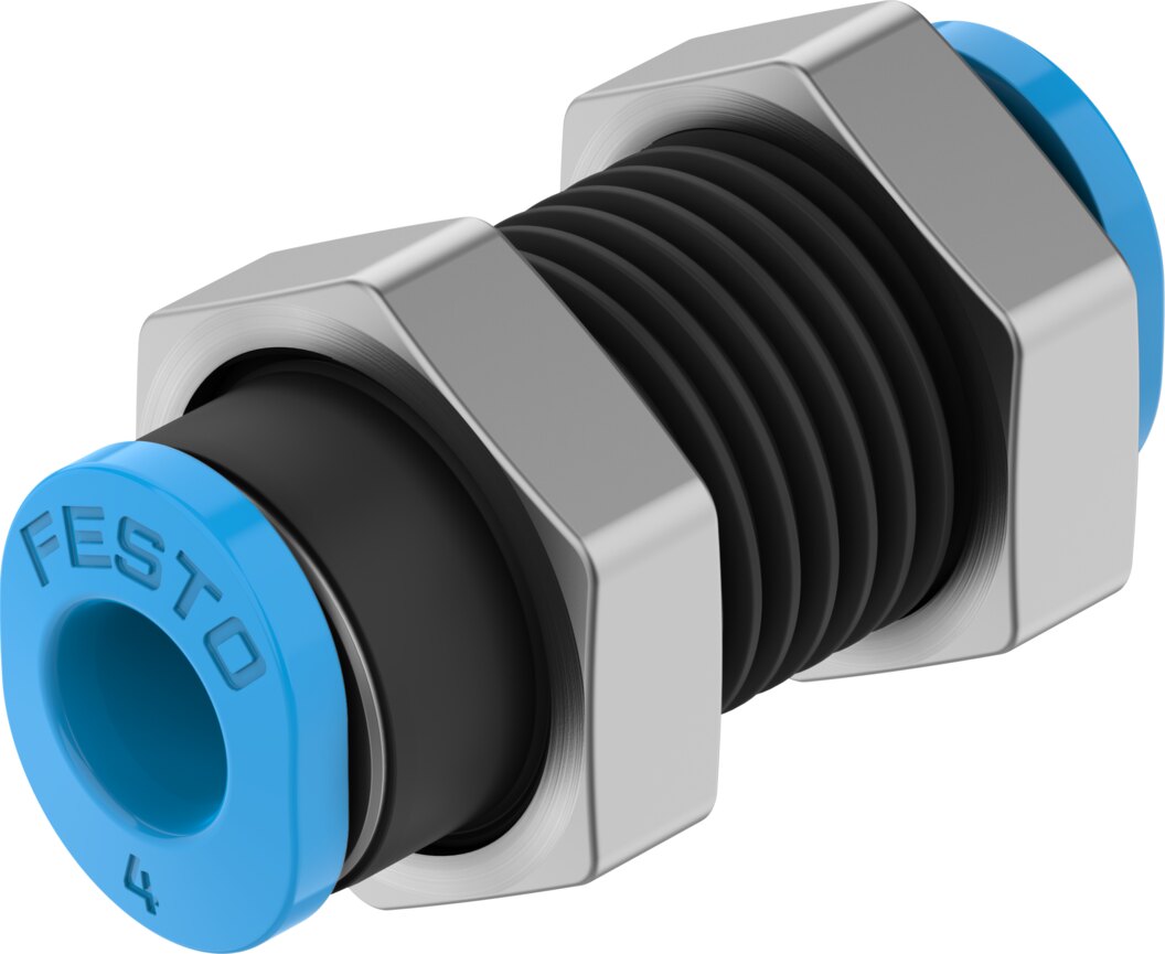 Festo QSMS Bulkhead connection push-in aluminium - 4mm, 4mm, QSMS-4