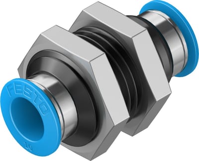 Festo QSS Bulkhead connection push-in aluminium - 10mm, 10mm, QSS-10