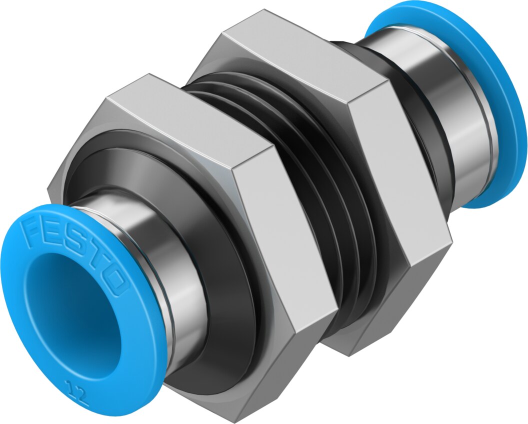 Festo QSS Bulkhead connection push-in aluminium - 12mm, 12mm, QSS-12