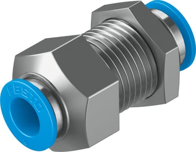 Festo QSS Bulkhead connection push-in nickel-plated brass - 8mm, 8mm, QSS-8-F