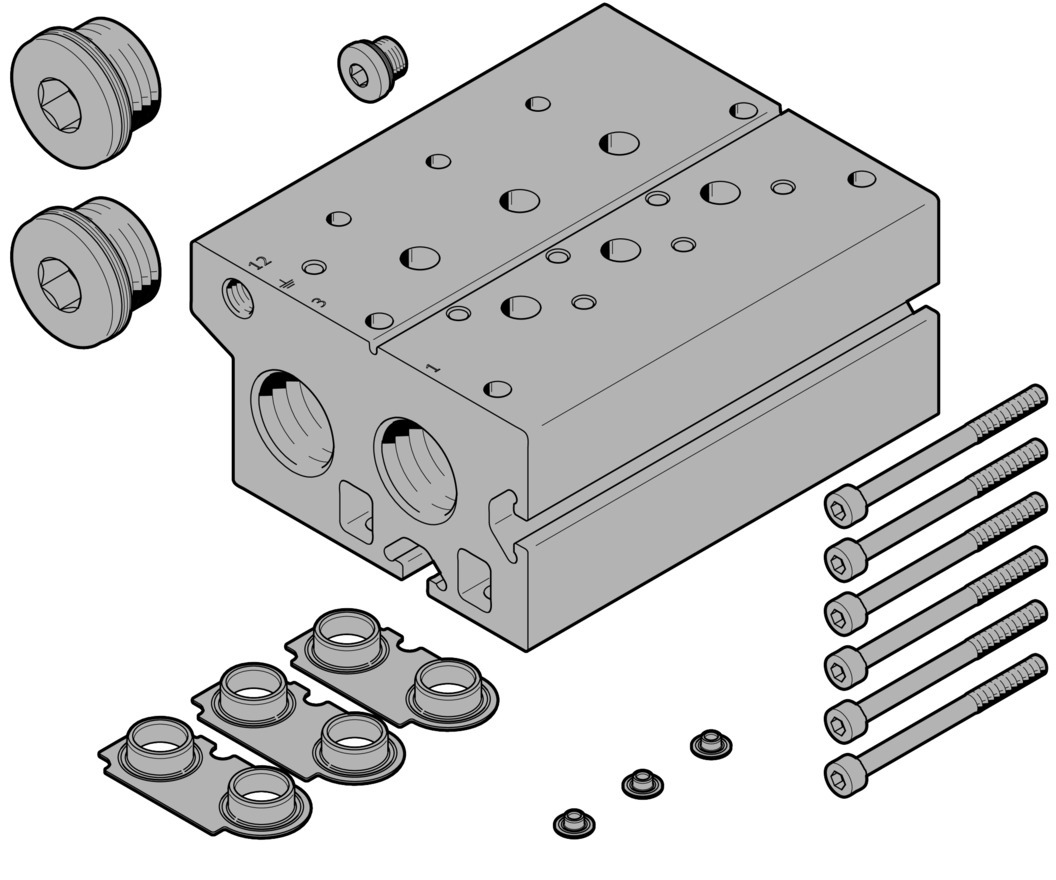 Festo VABM-B10 Connection block - 3/4", VABM-B10-30E-G34-9-P3