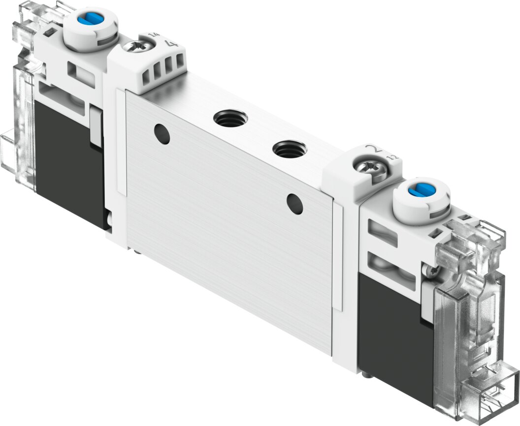 Festo VUVG-L10 Solenoid Valve closed 5/3 24V DC - M5", El, Mechanical spring, VUVG-L10-P53C-ZT-M5-1H2L-F1A