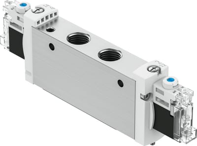 Festo VUVG-L18 Solenoid Valve Vented midterstilling 5/3 24V DC - G1/4", El, Mechanical spring, VUVG-L18-P53E-ZT-G14-1H2L-F1A