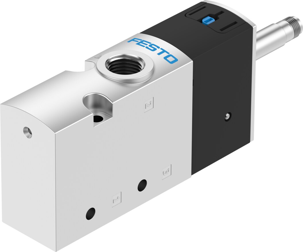 Festo VUVS-L25 Solenoid Valve closed monostable 3/2 - 1/4 NPT", El, Mechanical spring, VUVS-L25-M32C-MD-N14-FN