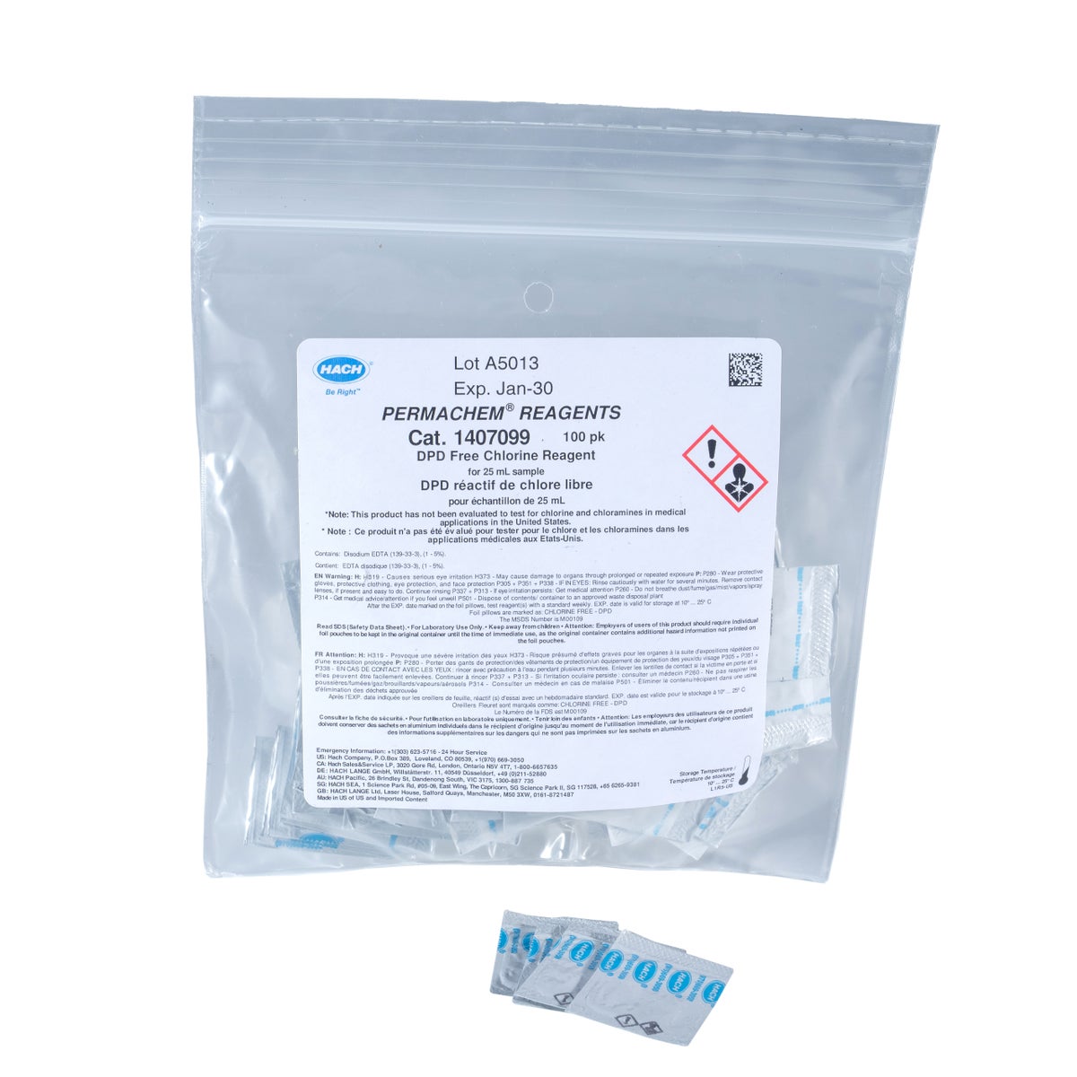 Chlorine, Free PP 100/pkg (DPD) — 25 ml Sample