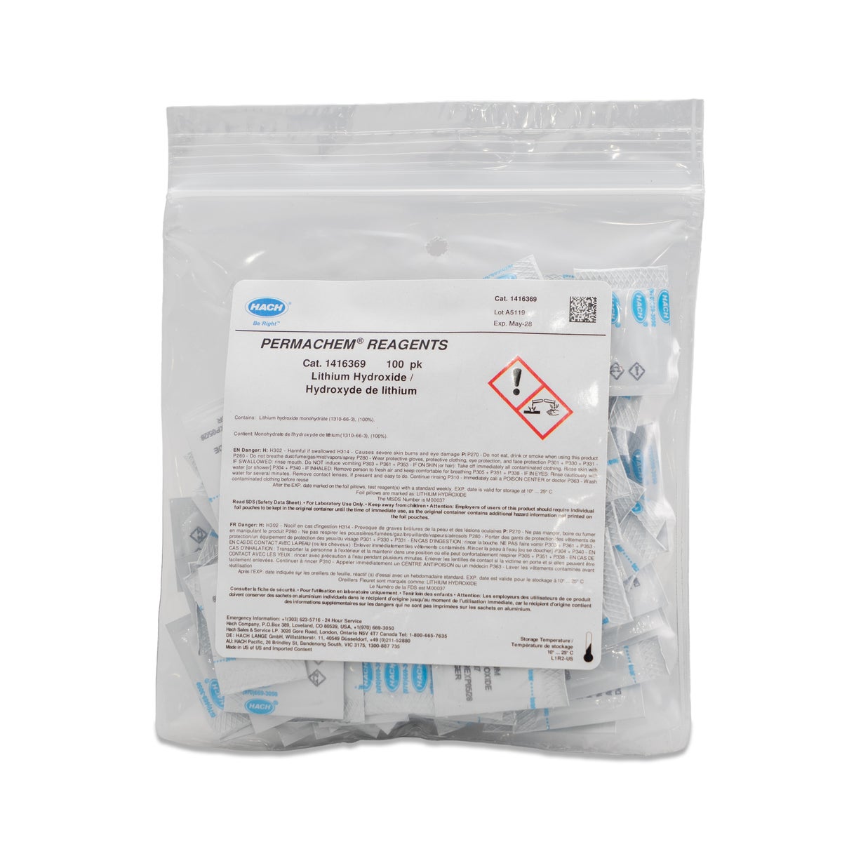 Lithium Hydroxide Powder Pillows, pk/100