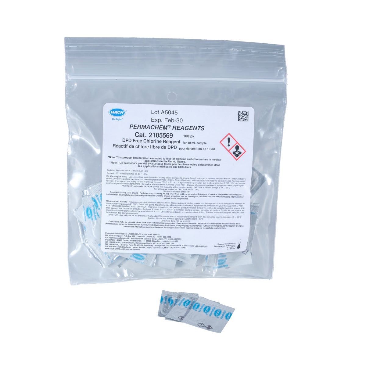 DPD - Fri chlorine 0.02 - 2.0 mg/l — 10 ml Sample, 100 tests