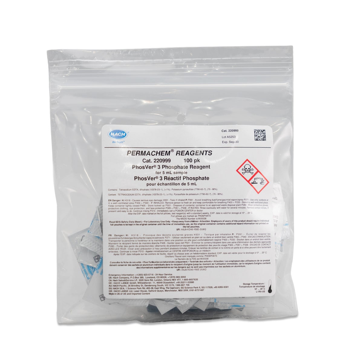 PhosVer 3 Phosphate Reagent — Powder Pillows, 5 mL, 100/pk