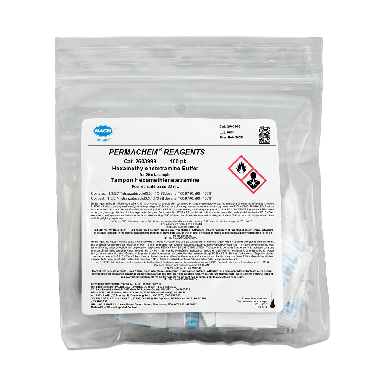 Hexamethylenetetramine buffer reagent — Powder Puter pk/100, 0.002 - 0.250 Al