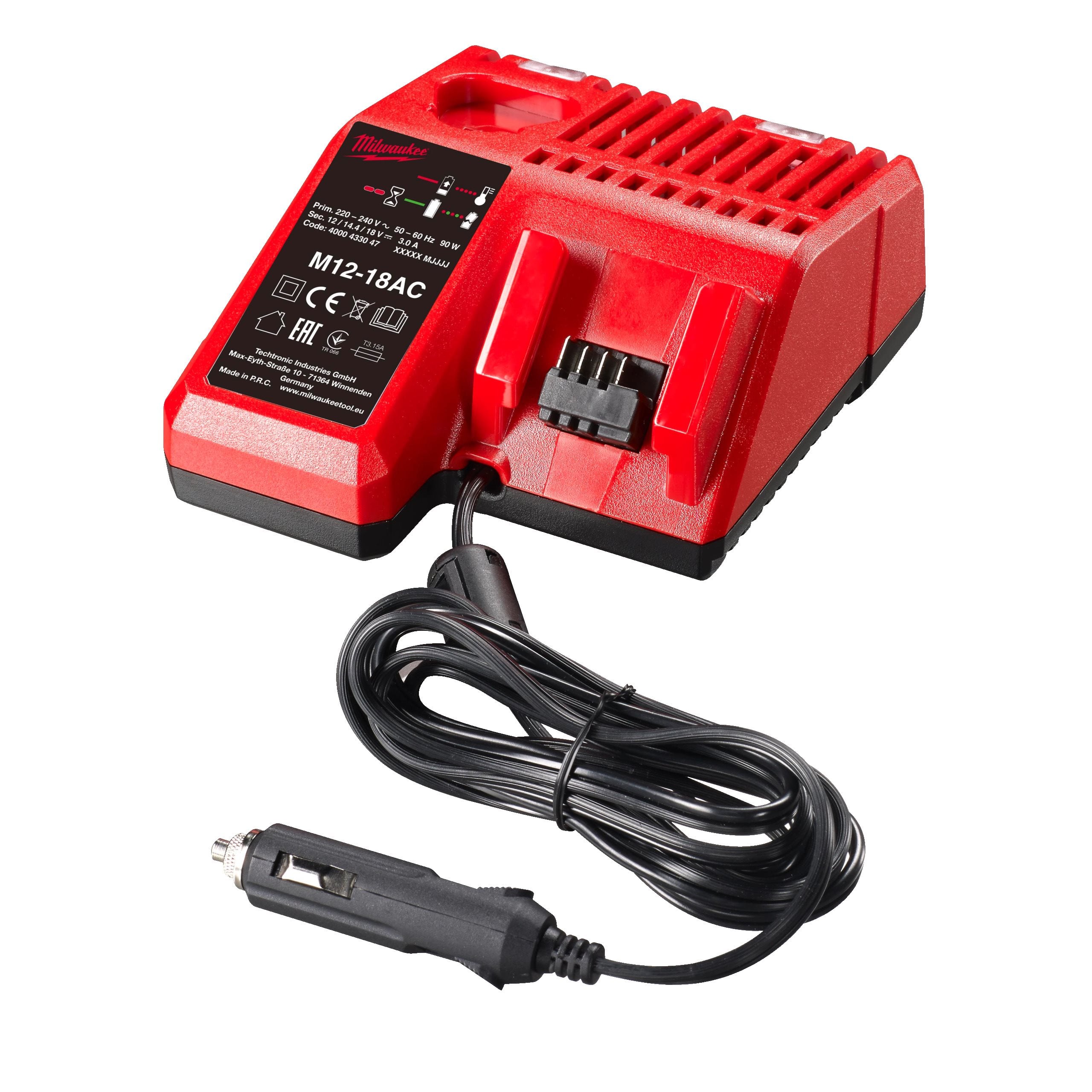 Milwaukee M12™-M18™ car charger, M12-18 AC (4932459205)