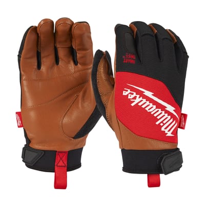 Milwaukee Hybrid leather gloves, Hybrid Leather Gloves - 8/M