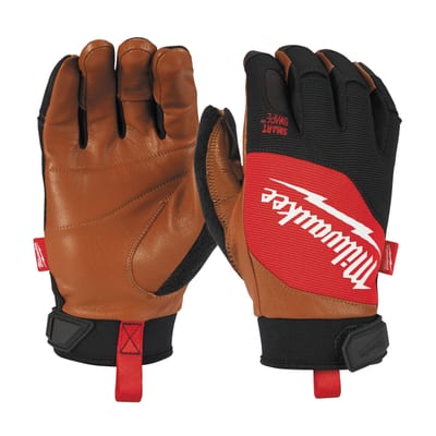 Milwaukee Hybrid leather gloves, Hybrid Leather Gloves - 9/L