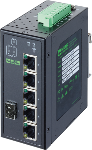6 Port unmanaged Gigabit Switch 4 PoE 1 SFP Ports IP20 metal 48V (58191)