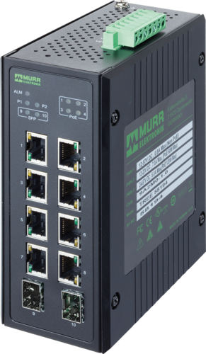 10 Port unmanaged Gigabit Switch 4 PoE 2 SFP Ports IP20 metal