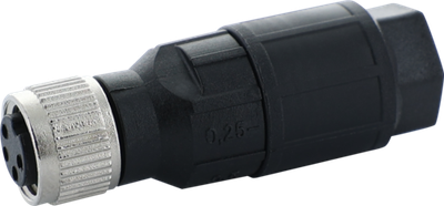 M8 female 0° A-cod. IDC 4-POL., 0,25 - 0,5mm², 2,5 - 5mm