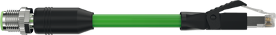 M12 male 0° X-cod. / RJ45 male 0° shielded PUR 4X2XAWG26 shielded gn UL/CSA 5M