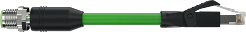M12 male 0° X-cod. / RJ45 male 0° shielded PUR 4X2XAWG26 shielded gn UL/CSA 25M (7000-51101-7902500)