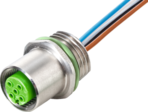 M12 female recept. A-cod. front V2A PUR-wires 4X0.34 0.2M (7002-13541-9710020)