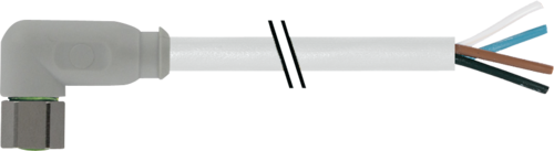 M8 female 90° A-cod. with cable F&B PVC 4X0.25 gy UL/CSA 10M (7014-08101-2111000)