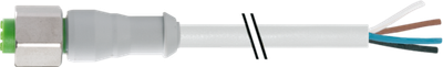 M12 female 0° A-cod. with cable F&B PVC 4X0.34 gy UL/CSA 15M