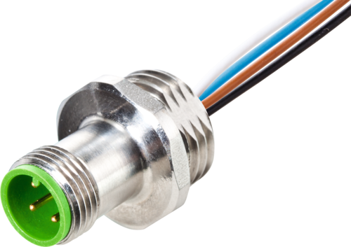 M12 male recept. A-cod. front F&B PUR-wires 4X0.34 0.5M (7014-13501-9710050)