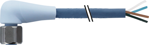 M12 female 90° A-cod. with cable F&B Pro TPE-S 4X0.34 bu UL robot+drag ch. 10M (7024-12341-3211000)