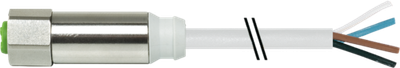 M12 Steel female 0° A-cod. with cable TPE-S 4X0.34 gy 5M