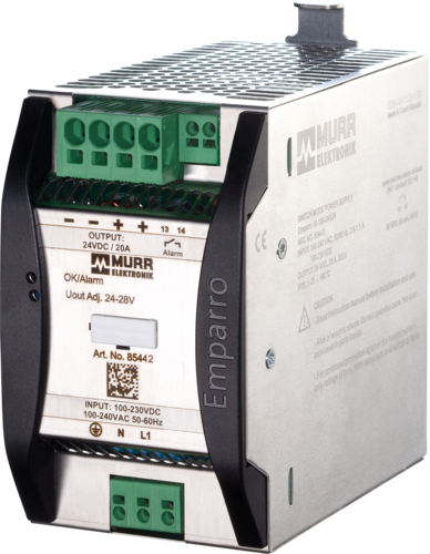 Emparro Power Supply 1-Phase, In: 100-240VAC Out: 24-28VDC/20A