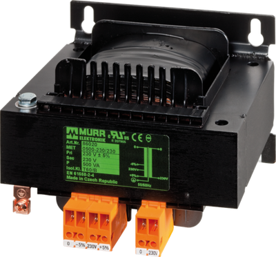 MET 1-Phase Control AND Isolation Transformer P: 500VA In: 400VAC+/- 5% Out: 230VAC