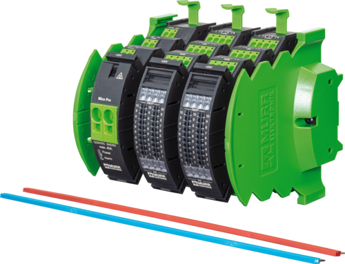 1X Mico Pro PM 24VDC/40A + 2X Mico Pro flex 4.10 + Mico Pro Plug-In link 1X blue 1X red 250 mm (9101200)