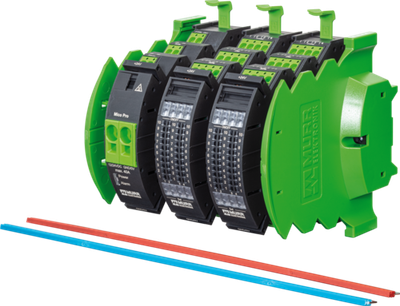 1X Mico Pro PM 24VDC/40A + 2X Mico Pro flex 4.10 + Mico Pro Plug-In link 1X blue 1X red 250 mm