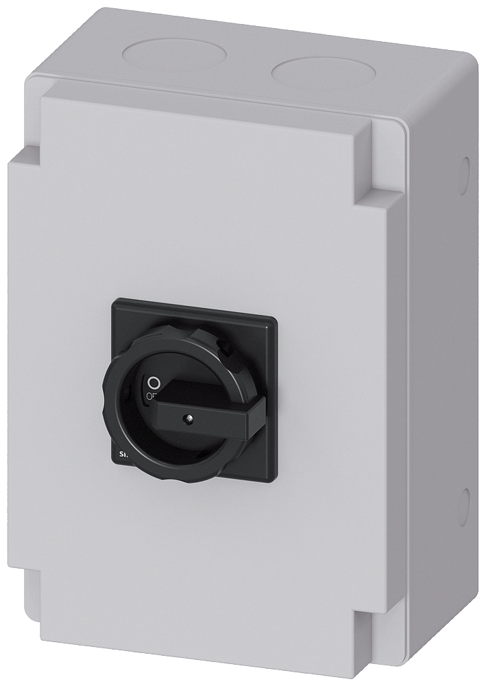 Siemens 3LD, Main switch, 3-P, Iu:125 A, AC-23/400V: 45 kW,plastic IP65, rotary switch, black