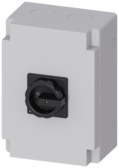 Siemens 3LD, Main switch, 3-P, Iu:125 A, AC-23/400V: 45 kW,plastic IP65, rotary switch, black