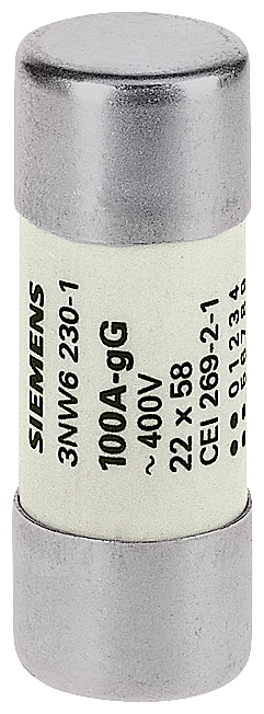 Siemens Fuse, 63A,gG,500V, 22X58MM for fuse base 3NW7, Icu 100KA