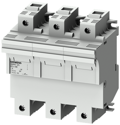 Siemens Fuse Base 3P, 100A, for fuses 22X58MM, DIN rail mounting