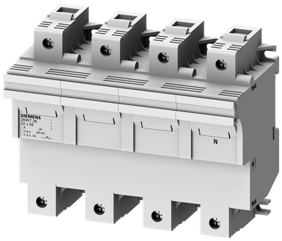 Siemens Fuse Base 3P+N, 100A, for fuses 22X58MM, DIN rail mounting 3NW7262