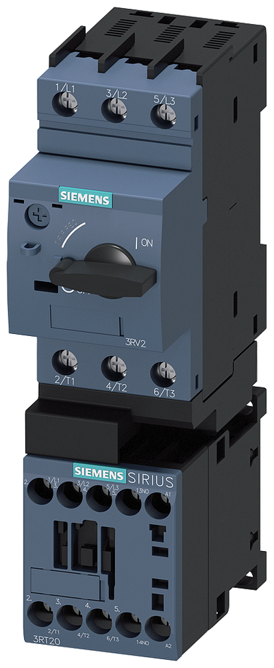 Siemens SIRIUS Load feeder fuseless, Direct-on-line starting 400 V AC, Size S00 0.90...1.25 A 230 V AC screw terminal for installation on standard mounting rail (also fulfills type of coordination 1) Type of coordination 2, Iq = 150 kA 1 NO (contactor)
