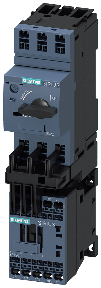 Siemens SIRIUS Load feeder fuseless, Direct-on-line starting 400 V AC, Size S00 1.10...1.60 A 230 V AC Spring-type terminal for installation on standard mounting rail (also fulfills type of coordination 1) Type of coordination 2, Iq = 150 kA 1 NO (contactor)
