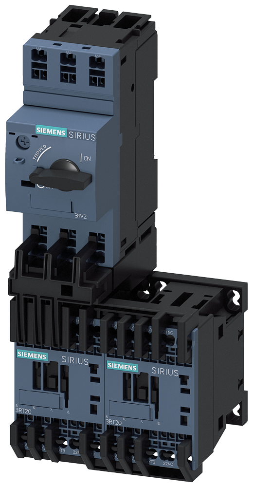 Siemens SIRIUS Load feeder fuseless, Reversing duty 400 V AC, Size S00 0.18...0.25 A 230 V AC Spring-type terminal for installation on standard mounting rail (also fulfills type of coordination 1) Type of coordination 2, Iq = 150 kA 1 NC (contactor) (3RA2210-0CE15-2AP0)