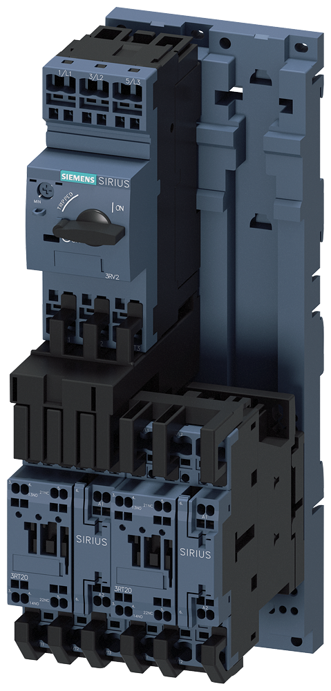 Siemens SIRIUS Load feeder fuseless, Reversing duty 400 V AC, Size S0 18...25 A 230 V AC Spring-type terminal for installation on standard mounting rail with standard mounting rail adapter (also fulfills type of coordination 1) Type of coordination 2, Iq = 150 kA 1 NO+1 NC (contactor) (3RA2220-4DF27-0AP0)