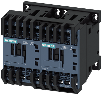 Siemens SIRIUS Reversing contactor assembly, AC-3E/AC-3, 9 A, 4 kW / 400 V, 3-Pole, 24 V DC, spring-loaded terminal, electrical and mechanical interlock