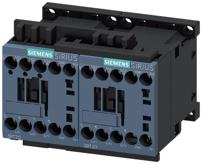 Siemens SIRIUS Reversing contactor assembly, AC-3E/AC-3, 16 A, 7.5 kW / 400 V, 3-Pole, 24 V DC, screw terminal, electrical and mechanical interlock, with voltage tap for 3RA27