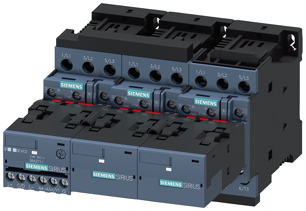 Siemens Star-Delta Contactor Assembly IO-Link 11kW 24V DC, S0,3NO+3NC