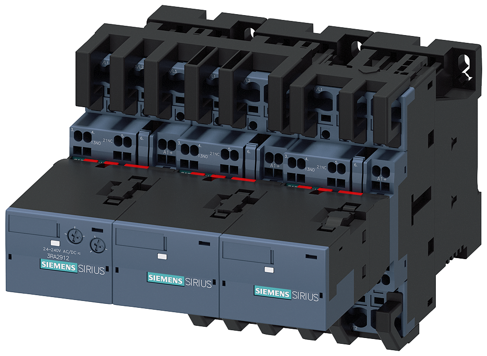Siemens Star-Delta Contactor Assembly 11kW 24V DC, S0 Spring terminals 3NO+3NC