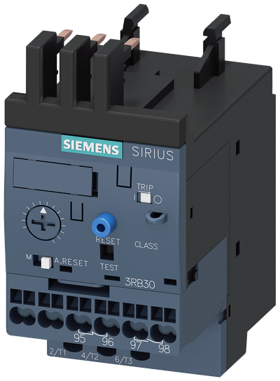 Siemens SIRIUS 3RB3 Electronic Overload Relay 3...12 A, Size S00, Class 20E, Main Spring-type, Aux Spring-type