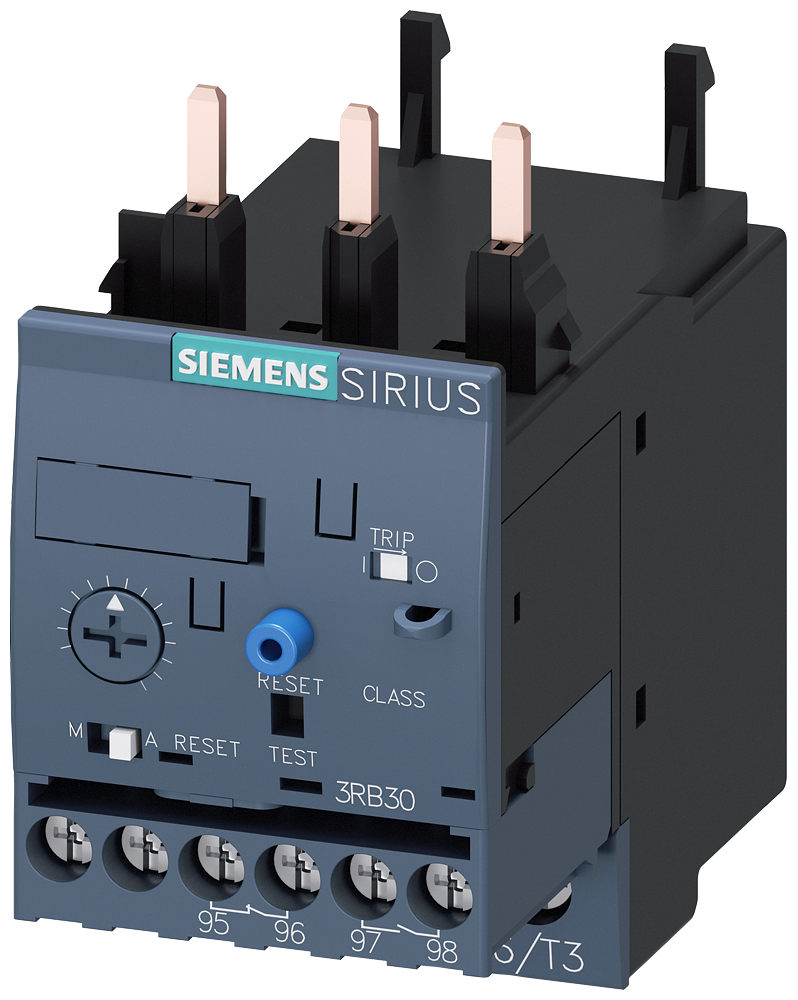 Siemens SIRIUS 3RB3 Electronic Overload Relay 0.32...1.25 A, Size S0, Class 10E, Main Screw, Aux Screw (3RB3026-1NB0)