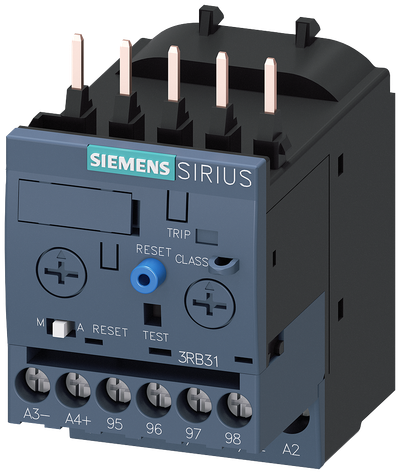 Siemens SIRIUS 3RB3 Electronic Overload Relay 0.32...1.25 A, Size S00, Class 5...30, Main Screw, Aux Screw, Ground Fault Detection