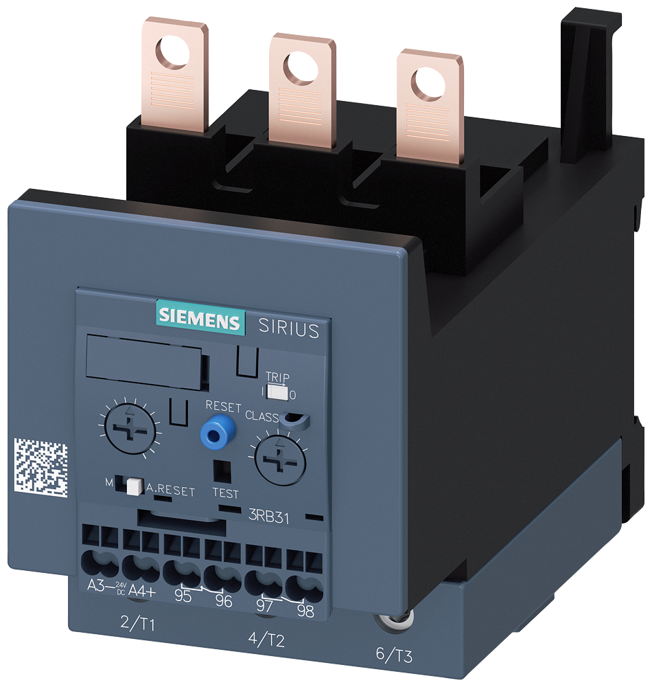 Siemens SIRIUS 3RB3 Electronic Overload Relay 32...115 A, Size S3, Class 5E...30E, Main Screw, Aux Spring-type (3RB3143-4XD0)