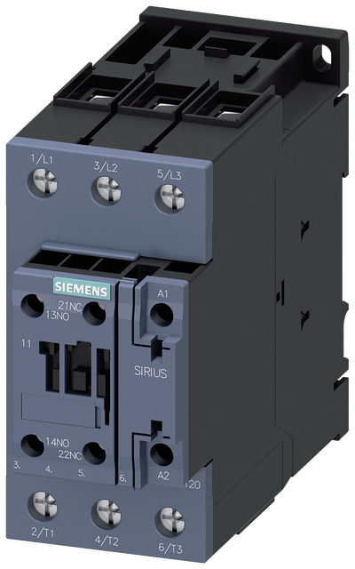 Siemens SIRIUS Contactor, S2, 65A 1NO+1NC, 24V AC/DC, 3-Pole 3RT2037-1NB30