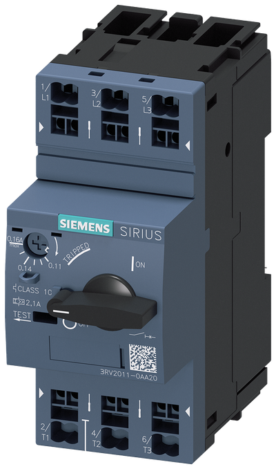 Siemens SIRIUS 3RV20 motor protection circuit breaker, frame size S00 3RV2011-0AA20